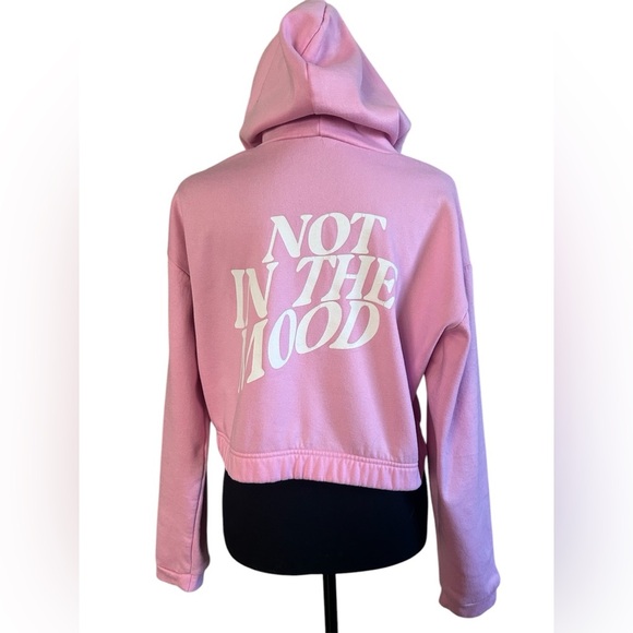 #fashtag Casual Pink Cropped Hoodie Not In The Mood Graphic Girls Size XXL - Picture 1 of 6